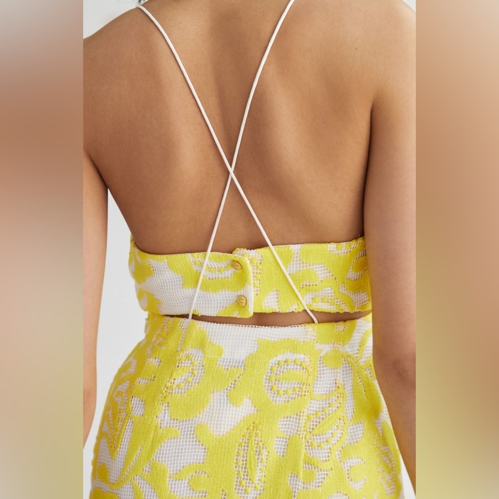 NWT Maeve by Anthropologie Yellow White Floral Embroidered Mini Slip Dress 6 Six - Picture 3 of 11